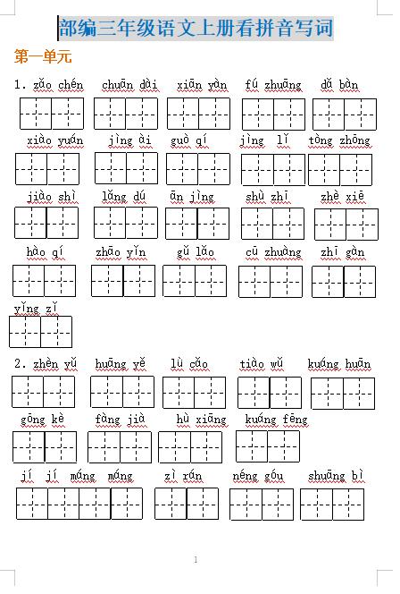部编版1-6年级语文上册必背内容,部编版语文6年级上册背诵资料