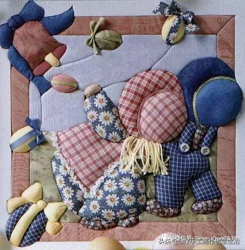 布艺diy拼布图案贴画,布画diy手工制作大全