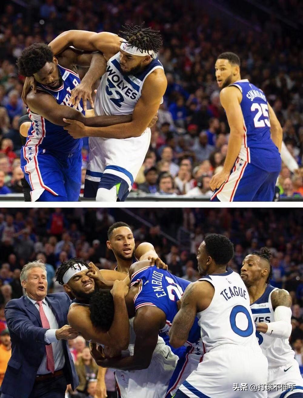 唐斯和恩比德打架中文解说,唐斯与恩比德打架