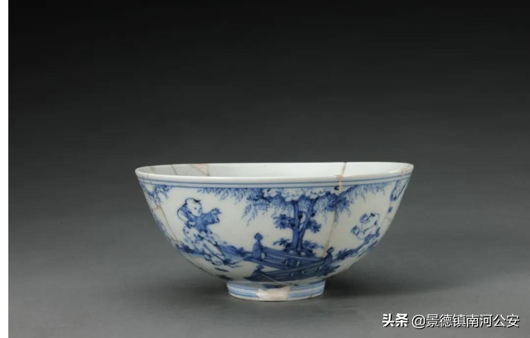 御窑厂出土永乐宣德青花瓷器,明代青花婴戏纹