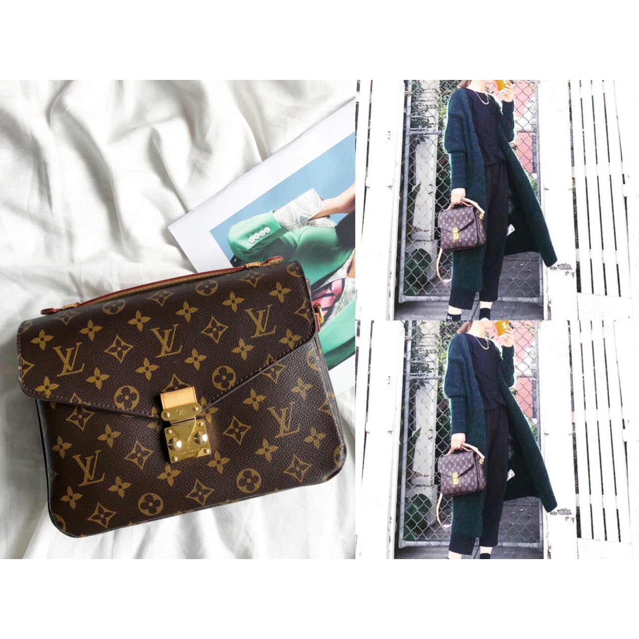 lv包包老花双面测评,lv老花包上面都有lv吗