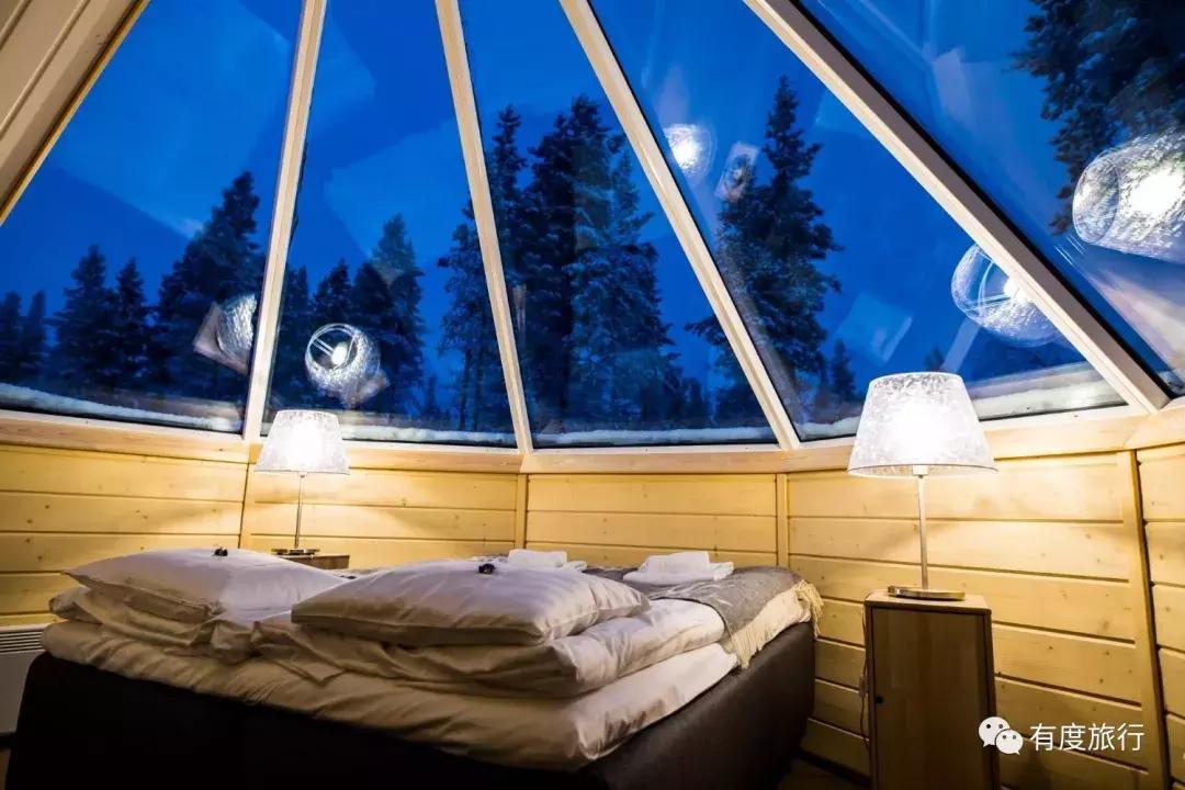 芬兰极光玻璃屋高清大图,芬兰玻璃屋极光横屏