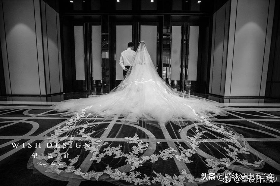 blingbling的婚纱怎么搭配饰品,blingbling大拖尾