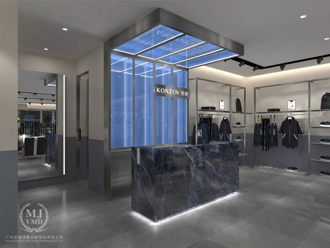 设计感男装店铺设计,konzen男装设计图