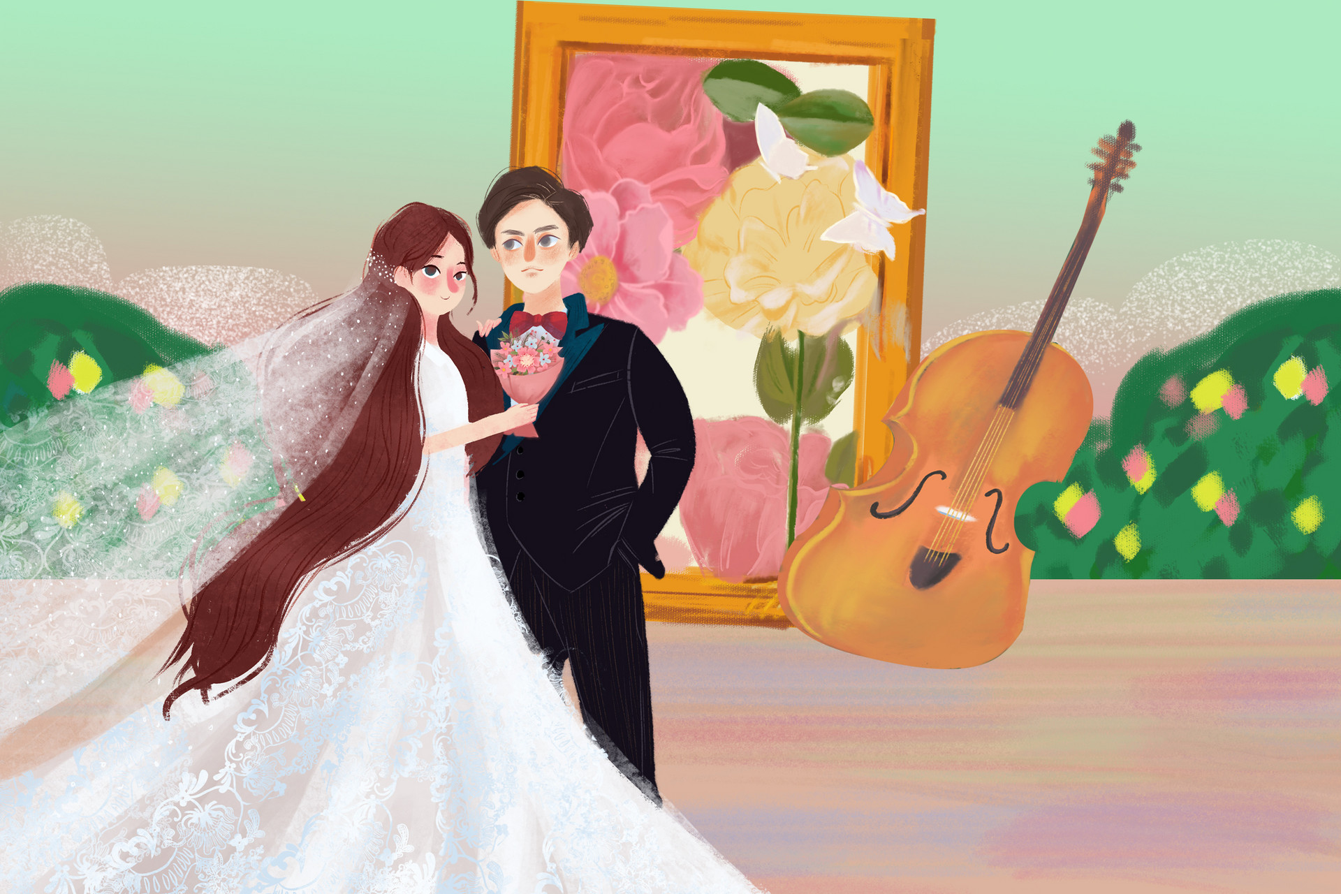 婚礼新娘弟弟下跪磕头,新娘穿婚纱跪下磕头