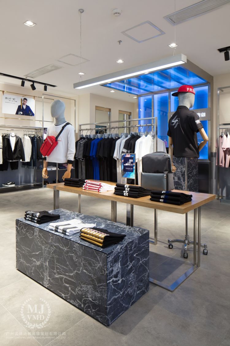 设计感男装店铺设计,konzen男装设计图