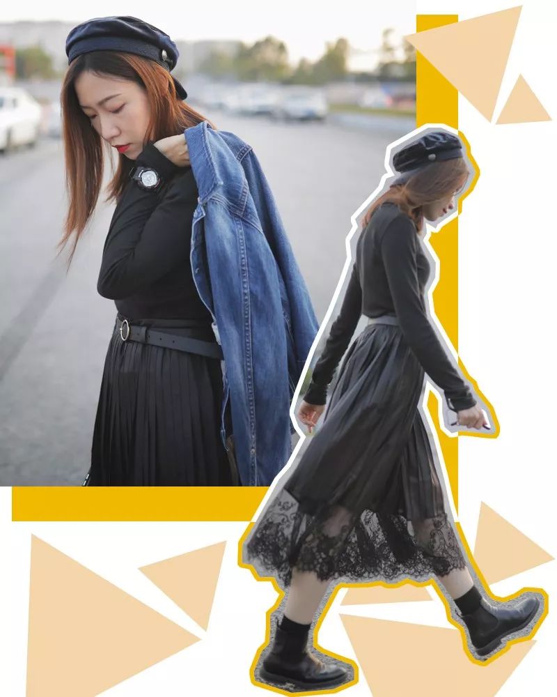 马丁靴+小黑裤，冬日保暖显高CP