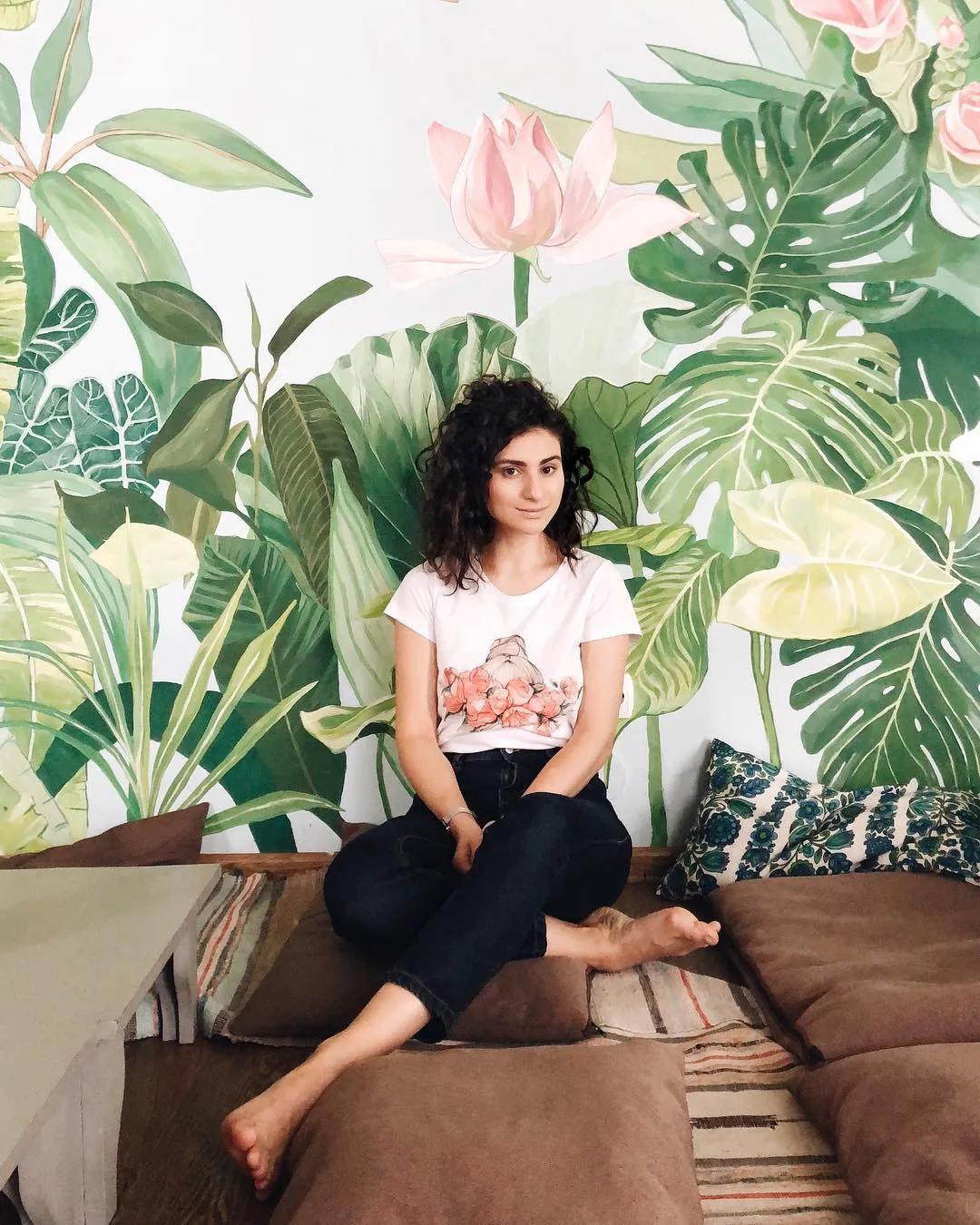 花卉墙绘,墙绘花卉色彩作品