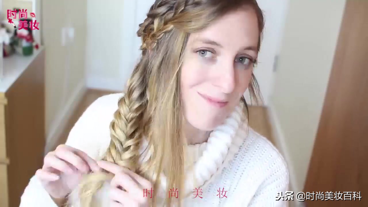 渔夫帽短发型编发教程,海边造型中短编发