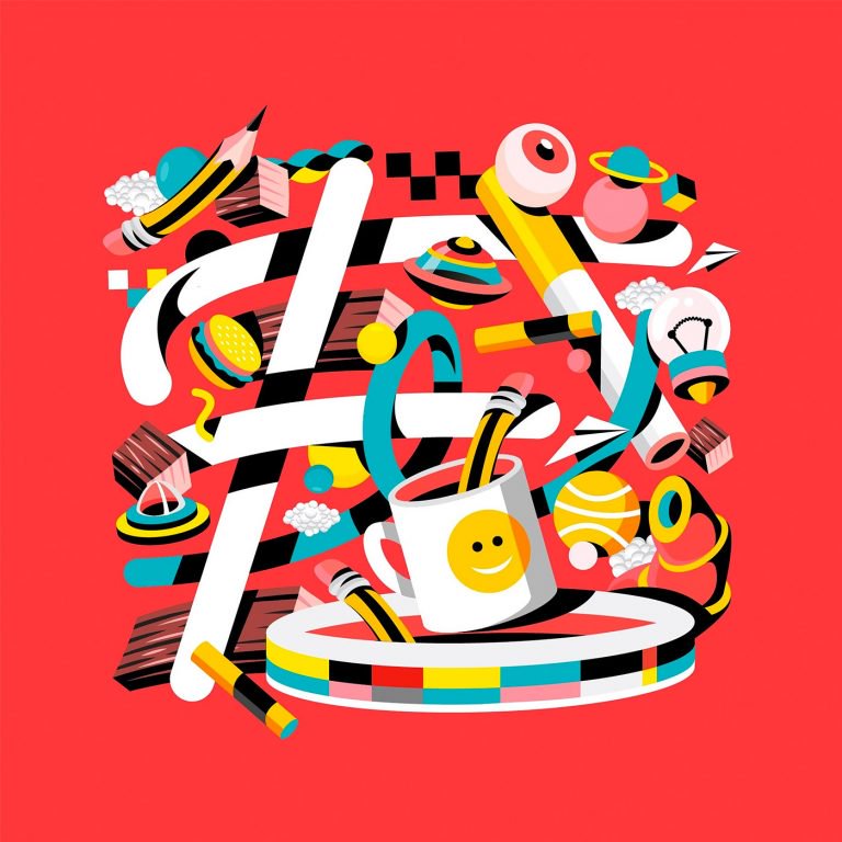 DavidOku抽象风格的字母插画设计