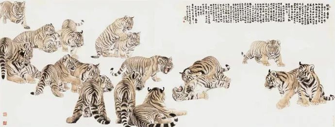 他笔下的虎充满了人的柔情与善意
