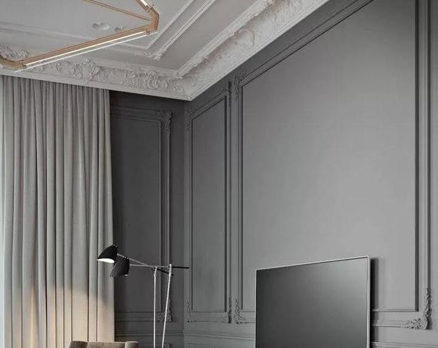 客厅不吊顶贴石膏线效果图,客厅不吊顶只做石膏线条