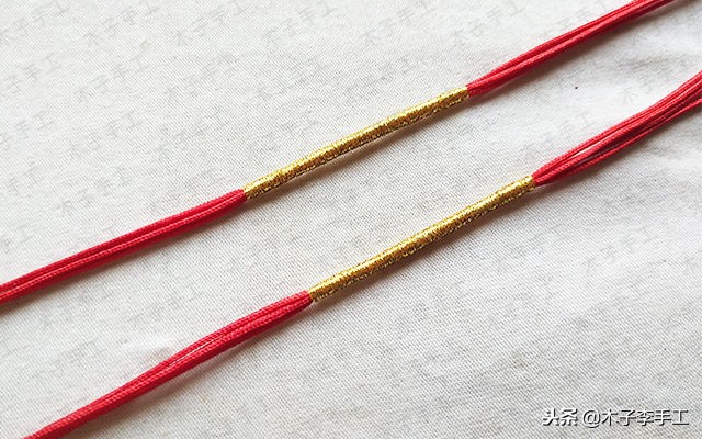 四股玉米结手链无痕收尾,玉米红石榴石手链的编法