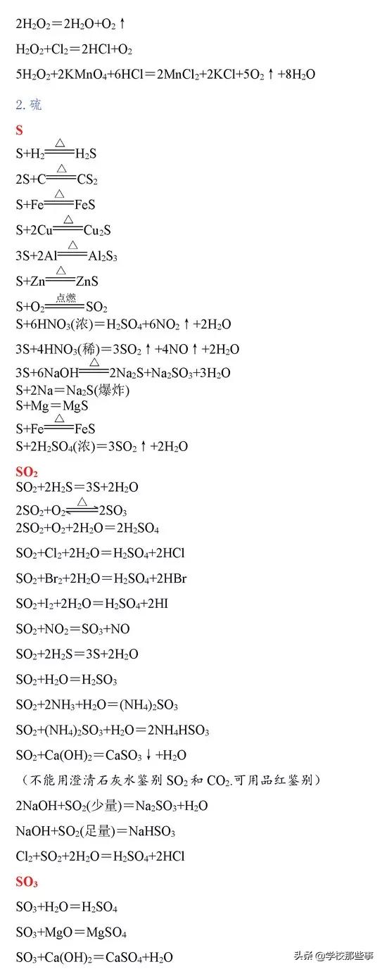 高中要求掌握的化学方程式,高中离子化学方程式大全