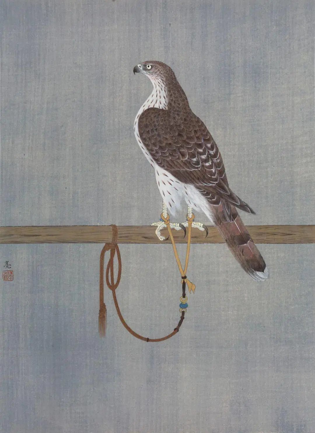他画的鹰，严谨工致，萧疏威严