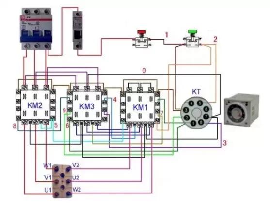 星三角启动原理图及实物图,星三角启动接线图