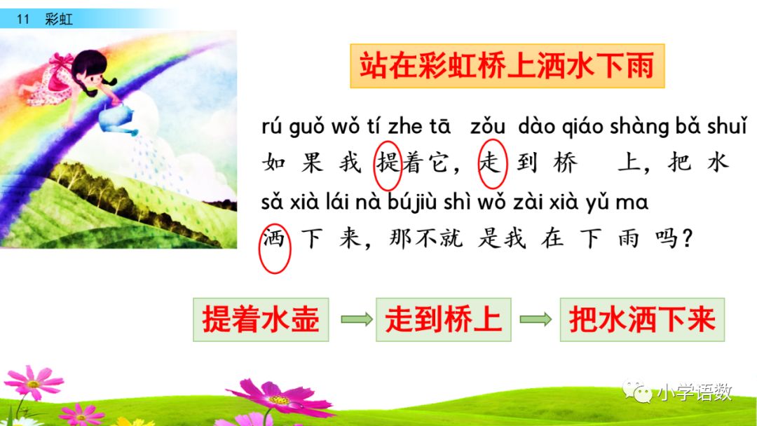 一年级语文下册11课彩虹课后练习,部编一年级语文16课课后题