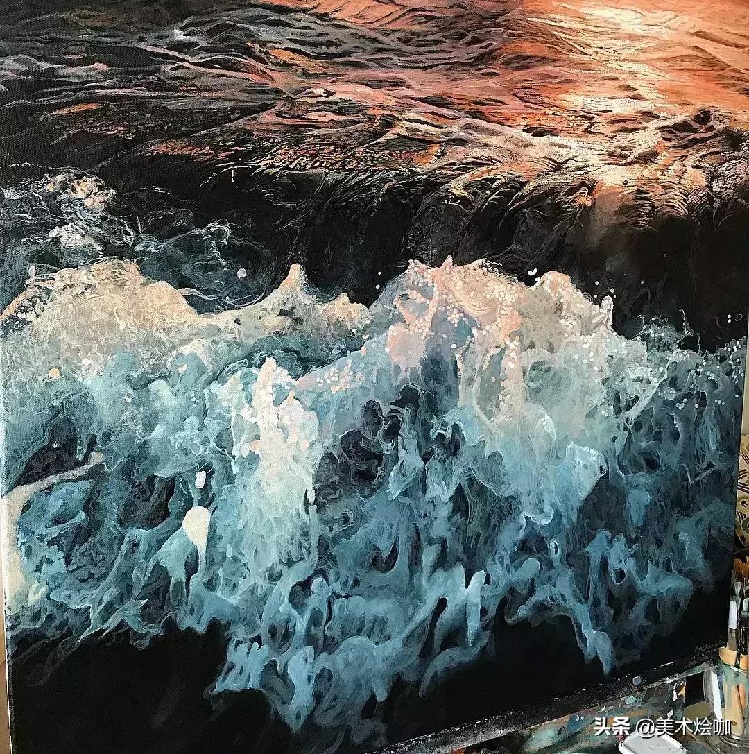 简单而又漂亮的大海图绘画,用水彩笔画一幅美丽的大海画