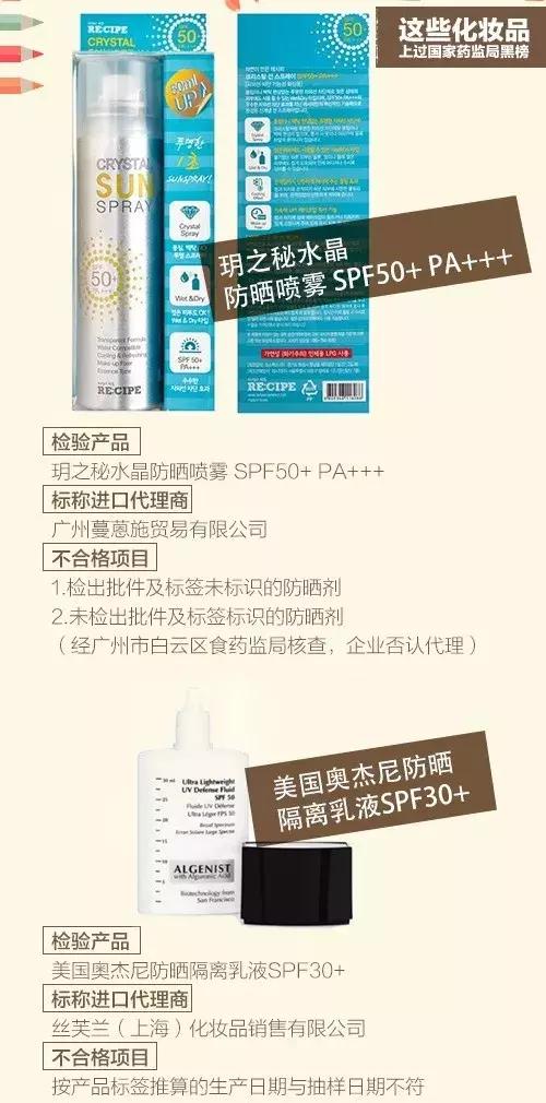 国家药监局公布检验不合格化妆品：自然堂、安热沙、森田、施华蔻