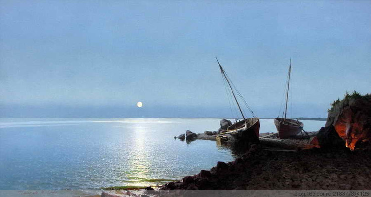 俄罗斯画家画水风景,俄罗斯远山风景油画100幅