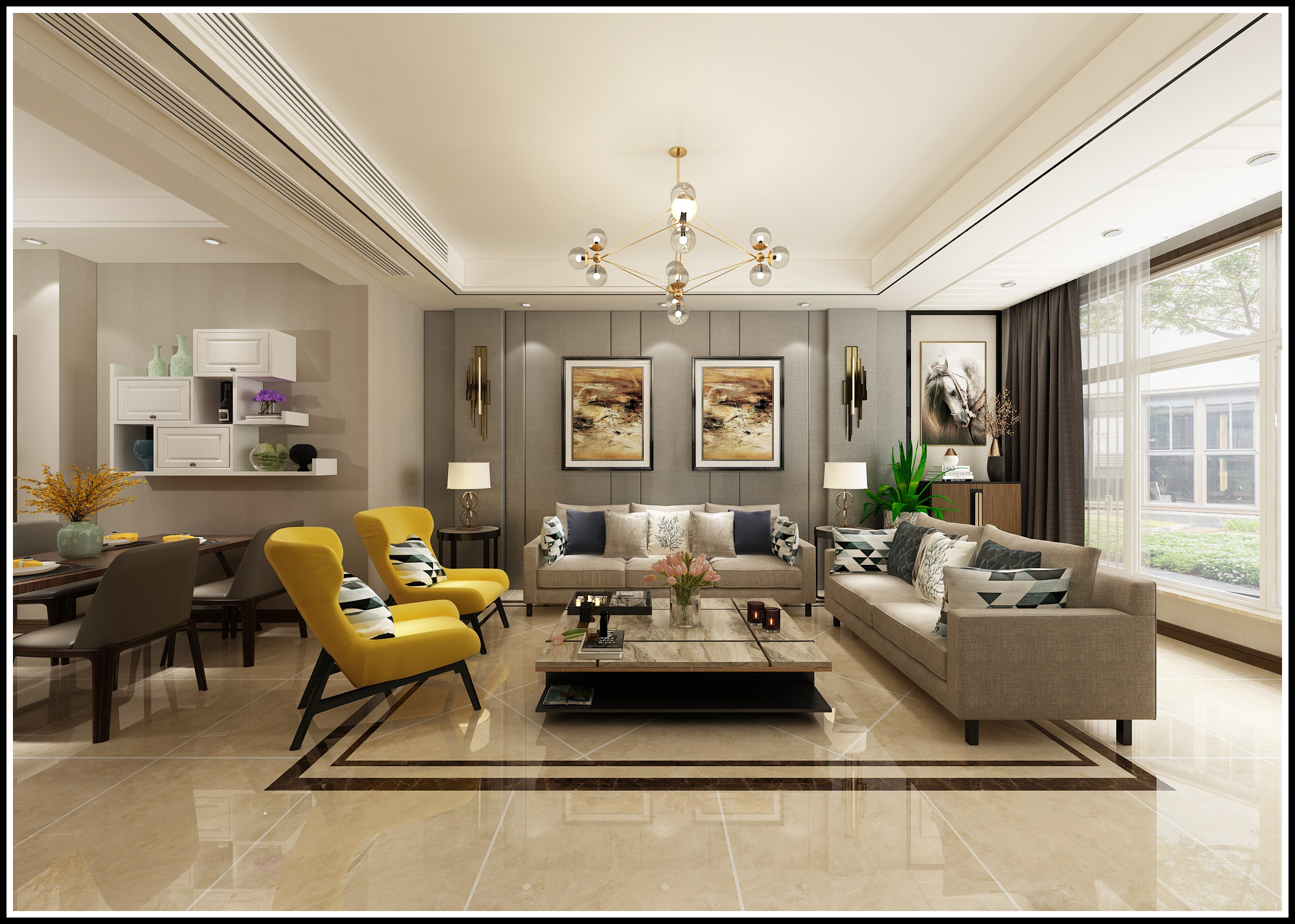 百合御都130平装修效果图,张店绿城140平米装修效果图