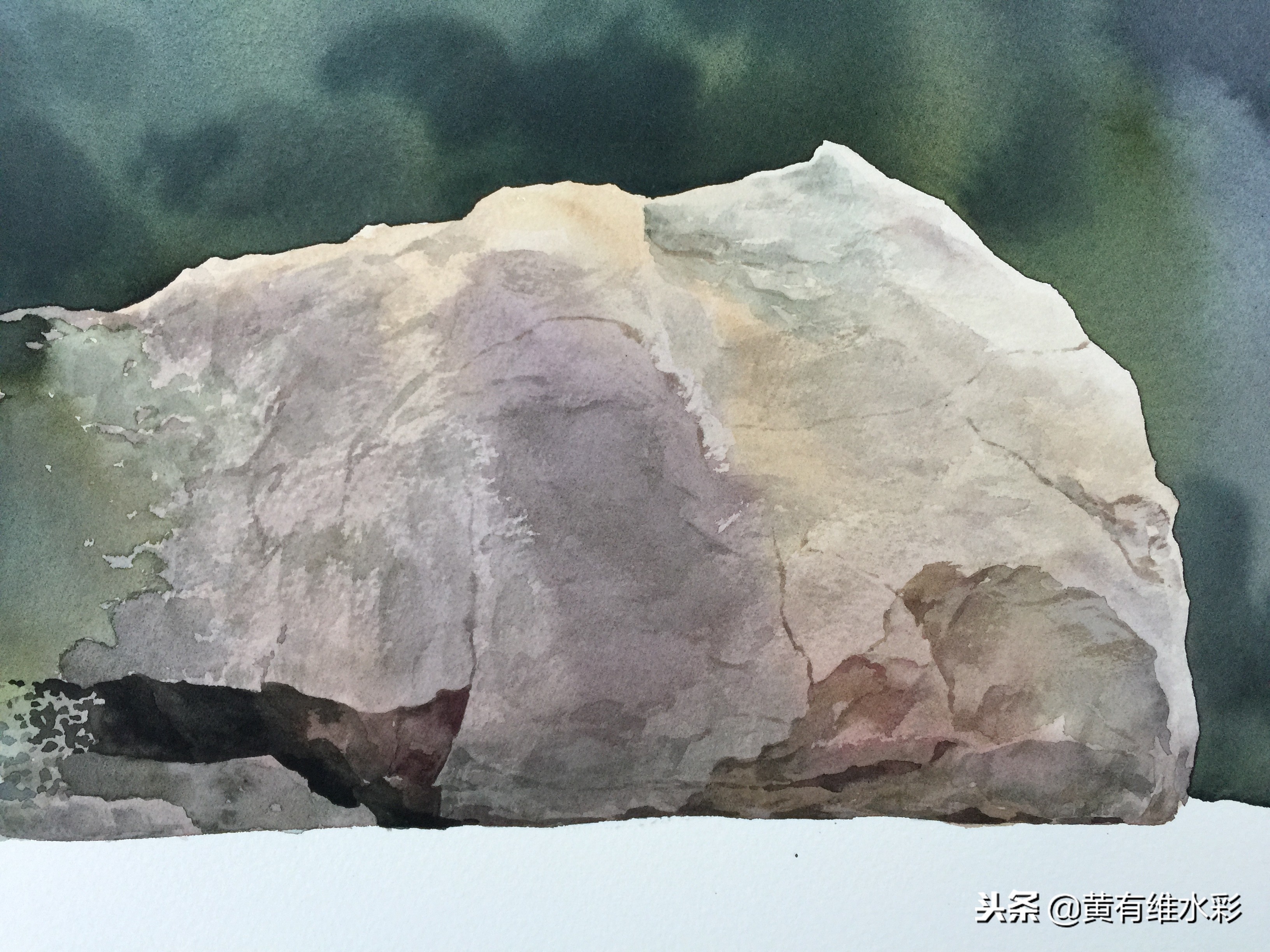 石头水彩风景画,石头水彩画入门教程视频