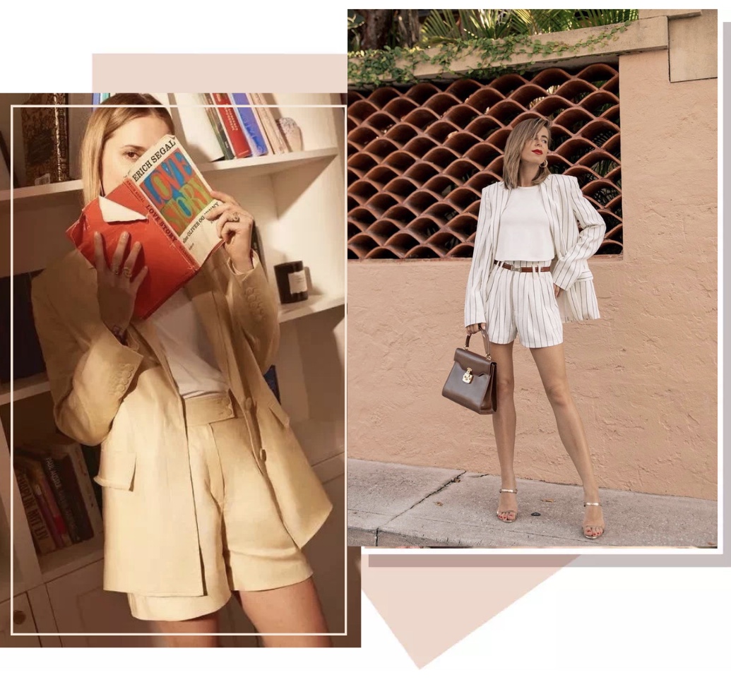 西装配潮流短裤,时尚气质小西装配皮短裤穿搭