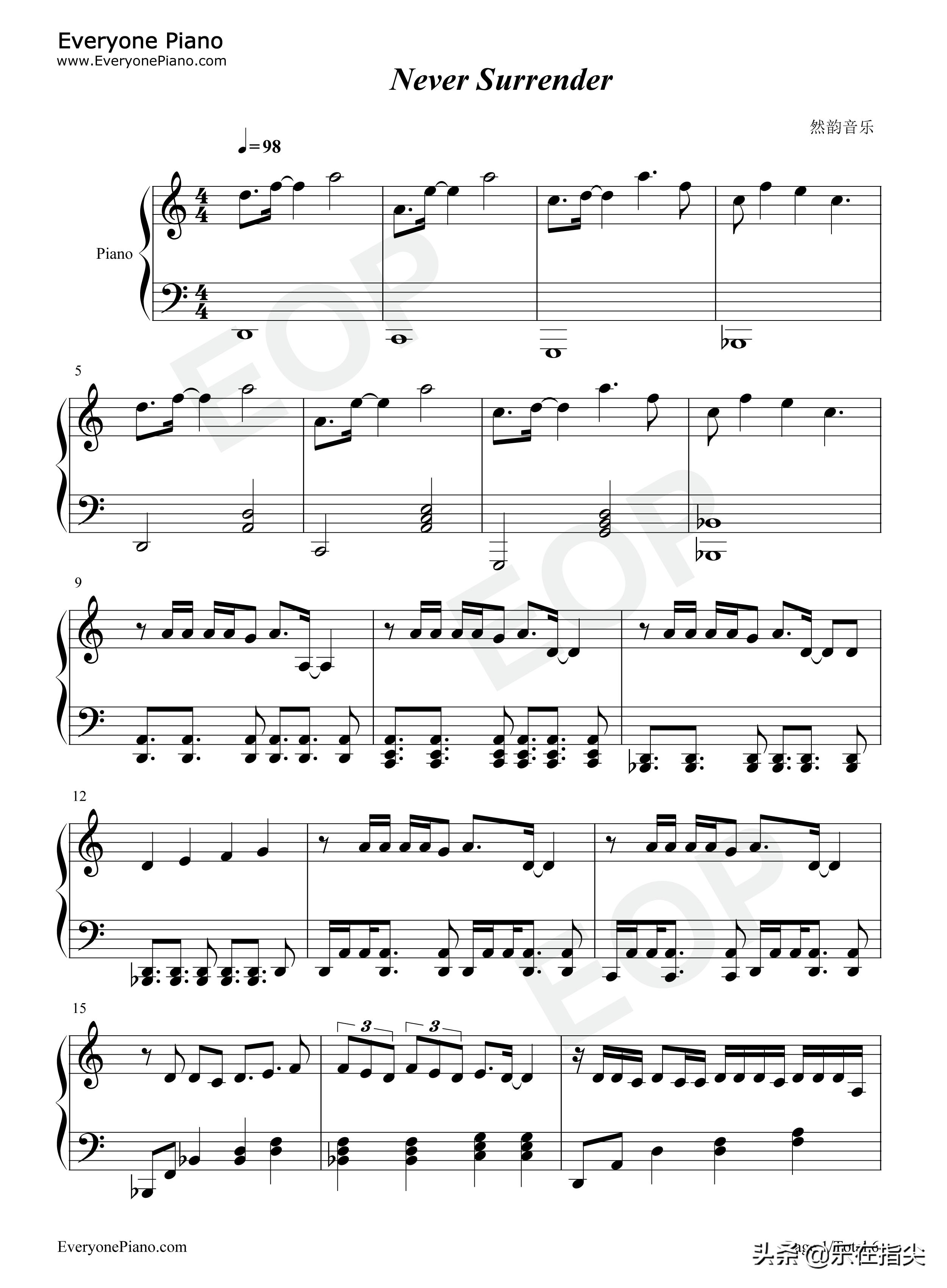 neversurrender简谱,r1seneversurrender钢琴简谱