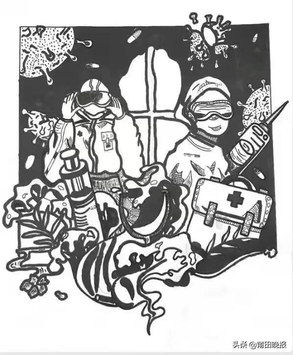 关于疫情防控的绘画初一,面对疫情绘画作品