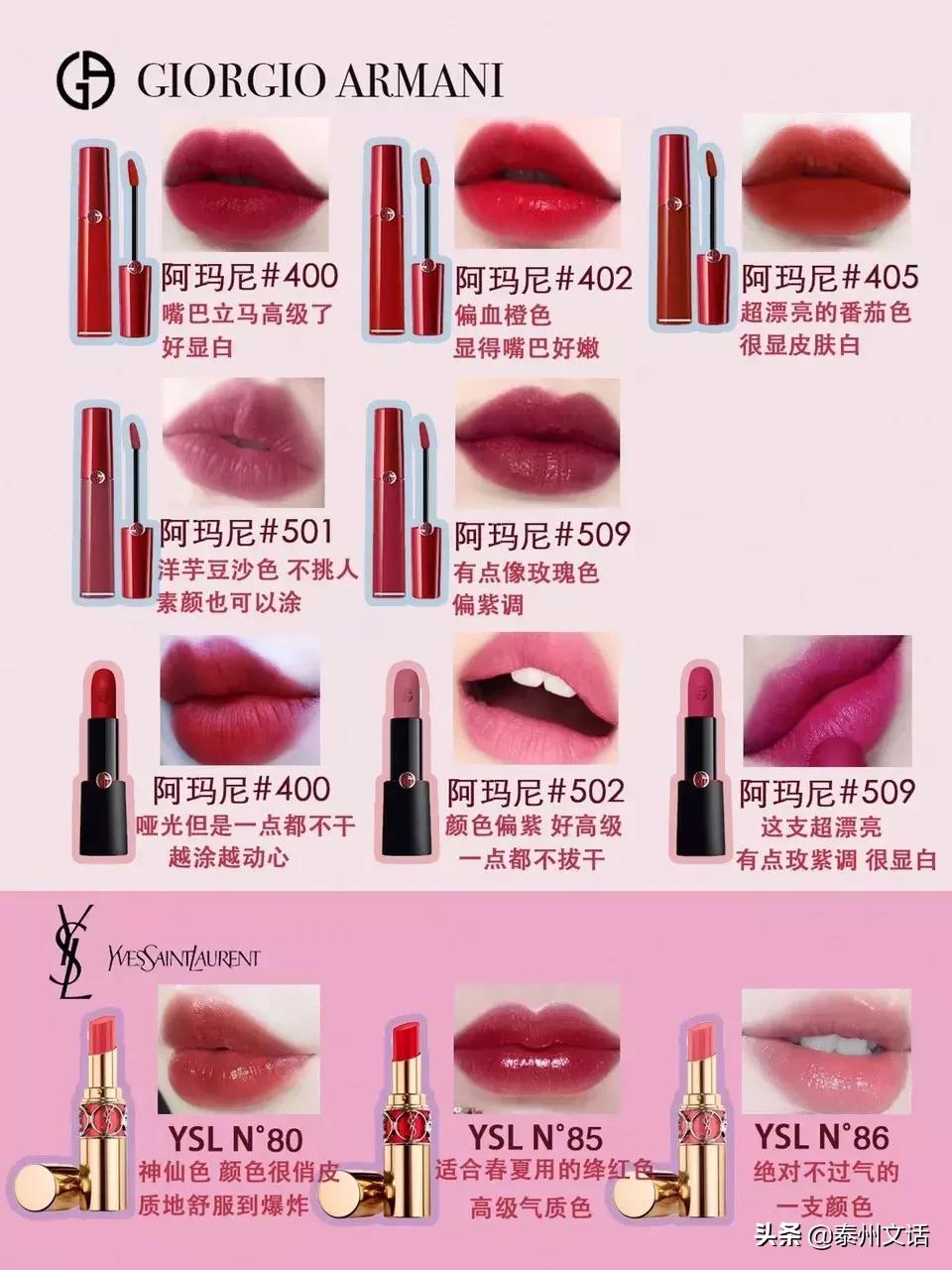 夏季大牌热门色号大全图片,各种大牌热门色号试色