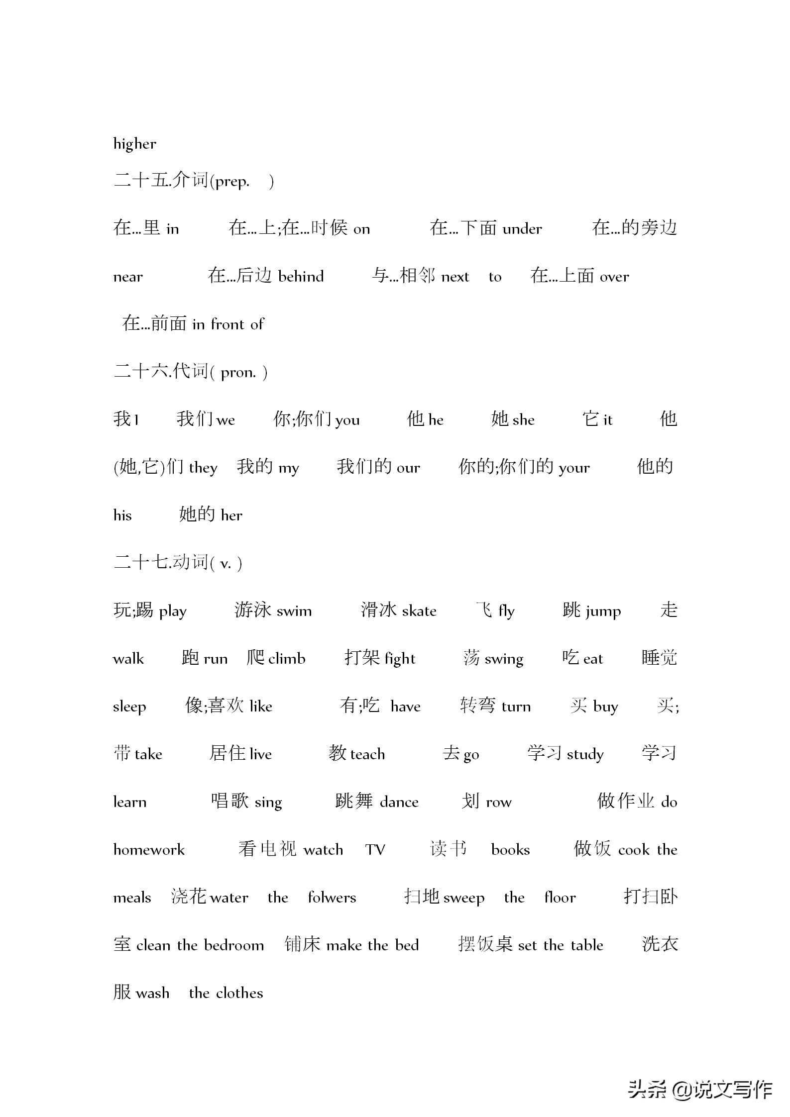 小学英语必背单词分类汇总,小学升初中英语单词大全汇总