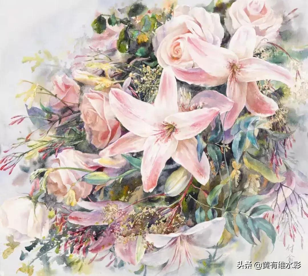 小清新水彩画玫瑰花,水彩画雨中玫瑰