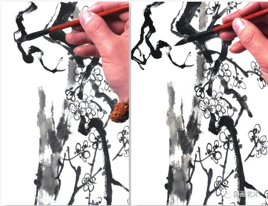 怎样画梅竹松树图片,儿童国画梅花入门画法步骤