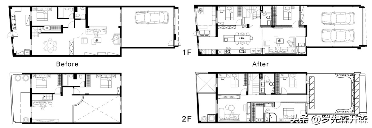 小户型天井改造庭院效果图,21米狭长房屋双天井设计
