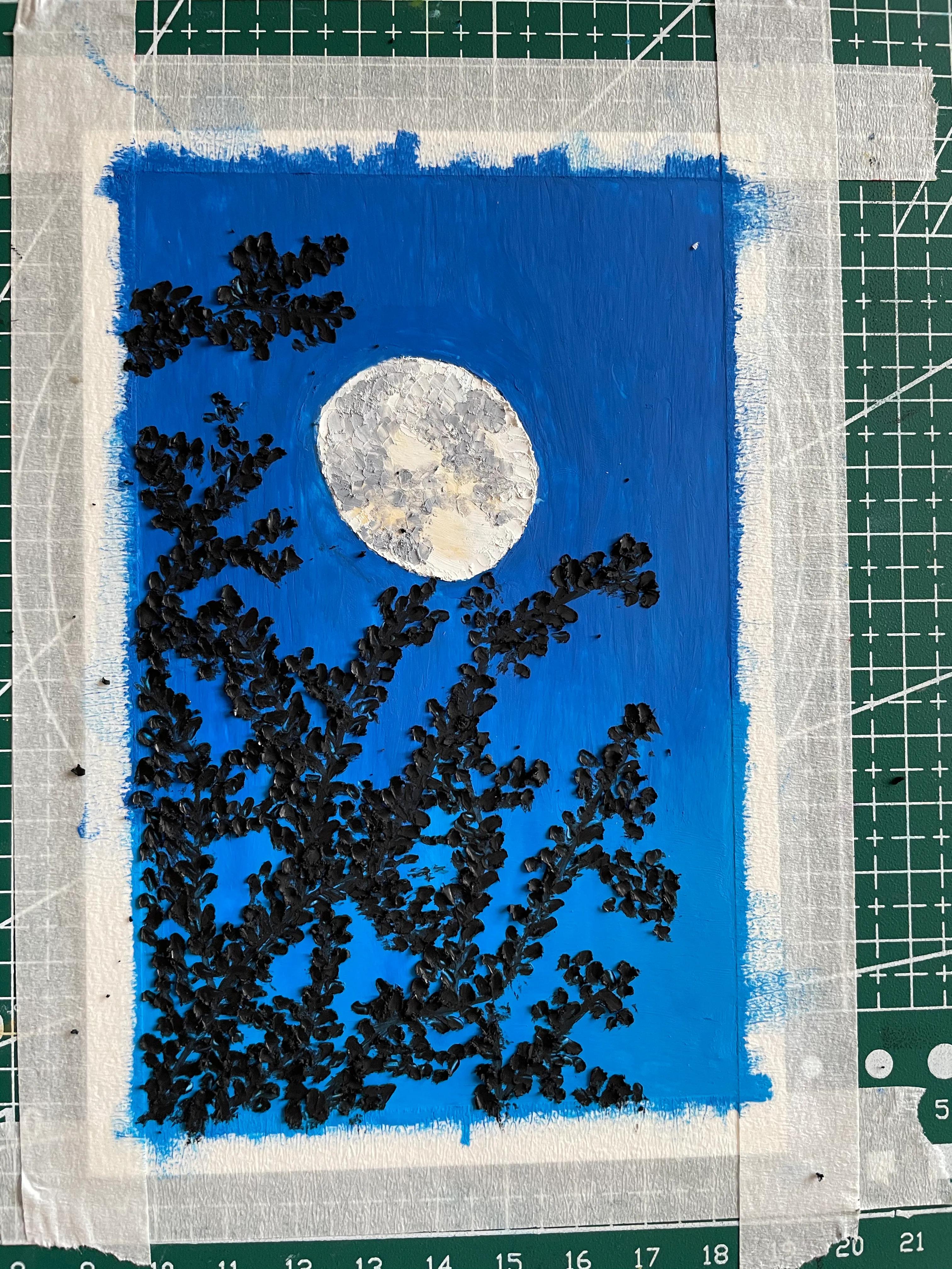 油画棒教程第13课月色下的夜晚,油画棒绘画入门零基础日出