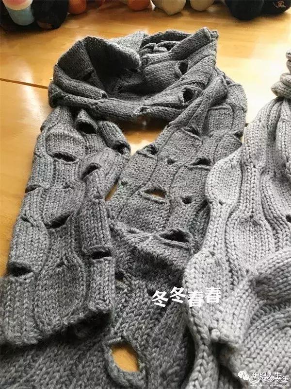 小熊围巾破洞怎么补,韩版交叉围巾教程