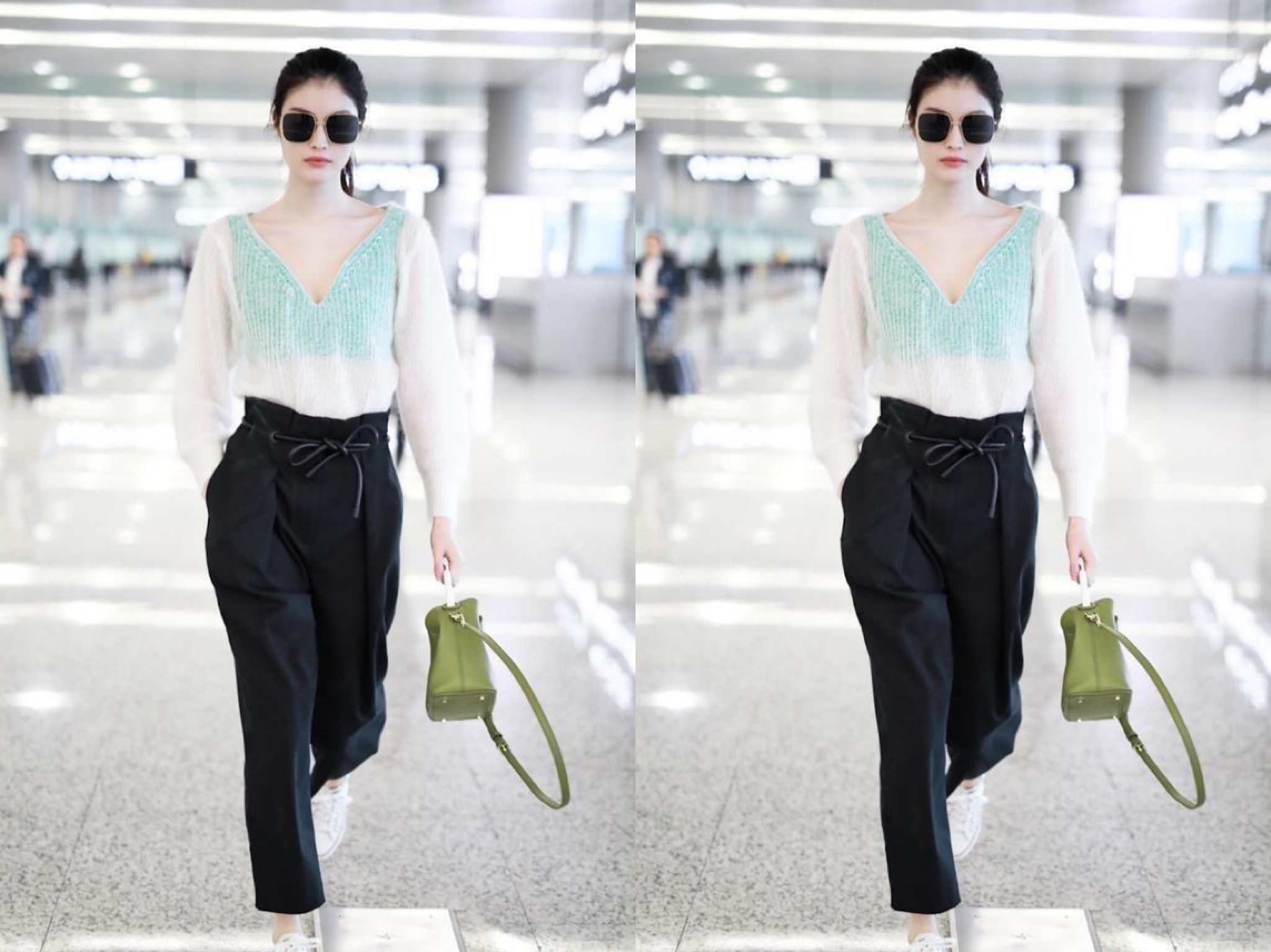 冬款慵懒套头大v领毛衣怎么搭配,内搭推荐冬v领显瘦厚毛衣