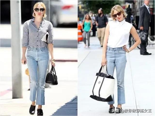 今年最火的喇叭裤窄版阔腿牛仔裤,今年最火的裤子显瘦喇叭裤