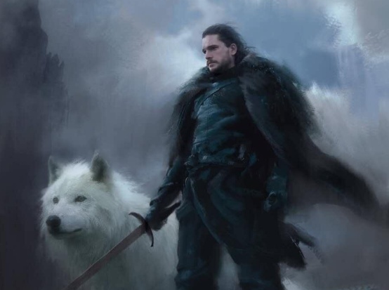 权力的游戏红袍女巫跟雪诺,冰原狼雪诺与白灵完整版