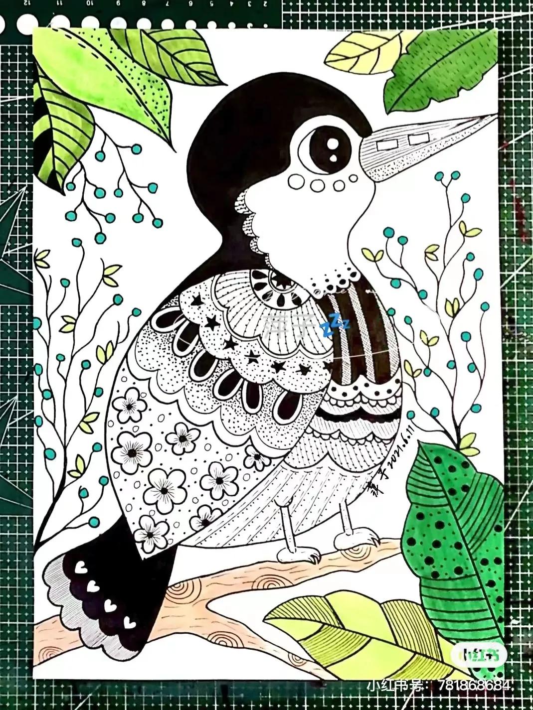 花卉简单线描创意画,花草线描画装饰