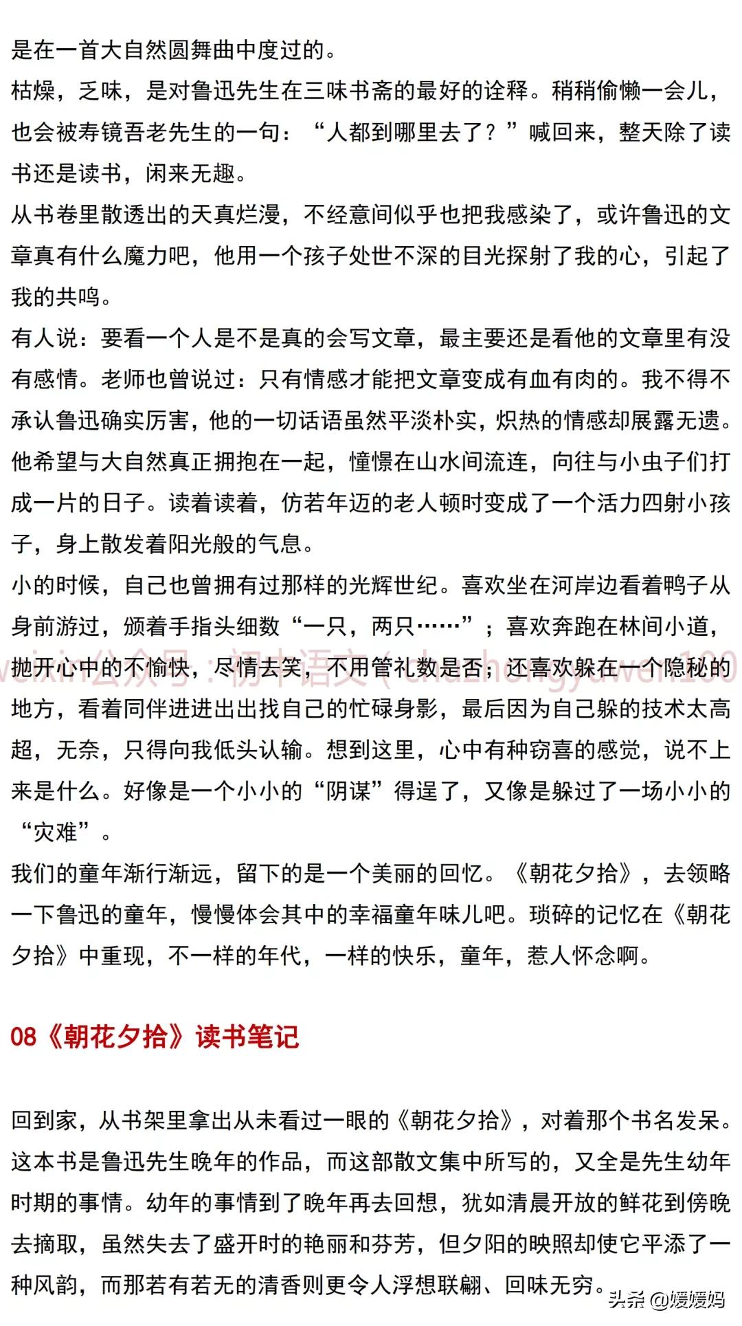 名著阅读朝花夕拾知识点总结,初中部编语文名著导读朝花夕拾