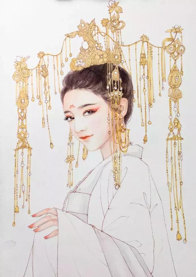 手绘古风少女，唯美灵动，唤起少女们心中的三生三世