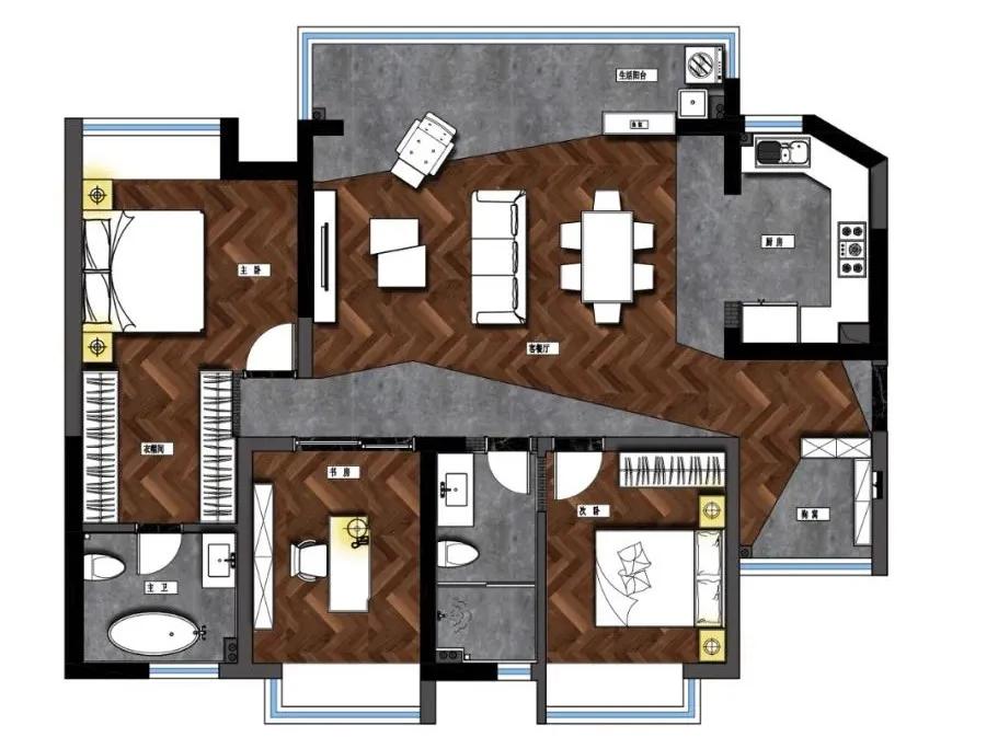 140平米空间设计,现代极简风小户型装修一镜到底