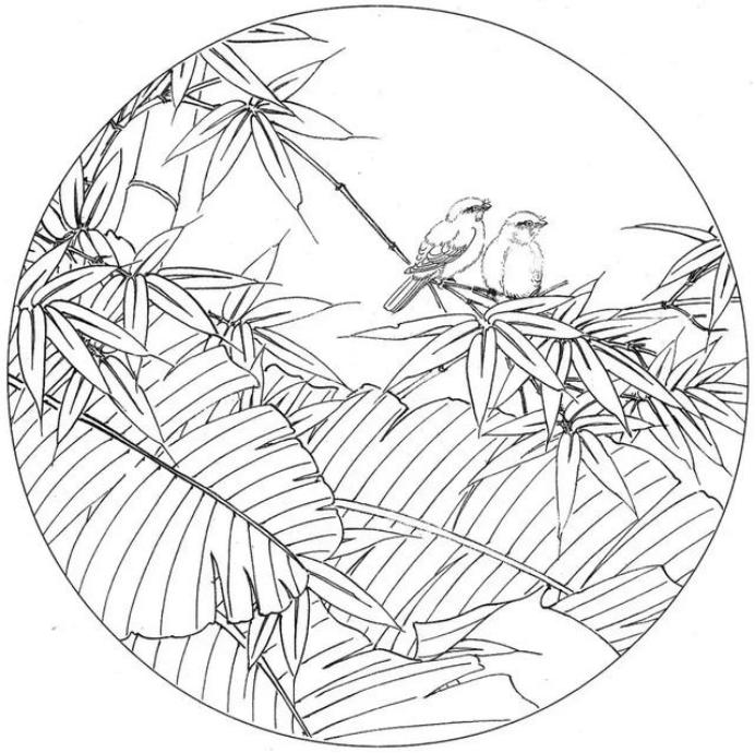 圆面白描作品古风,书法圆面白描作品集