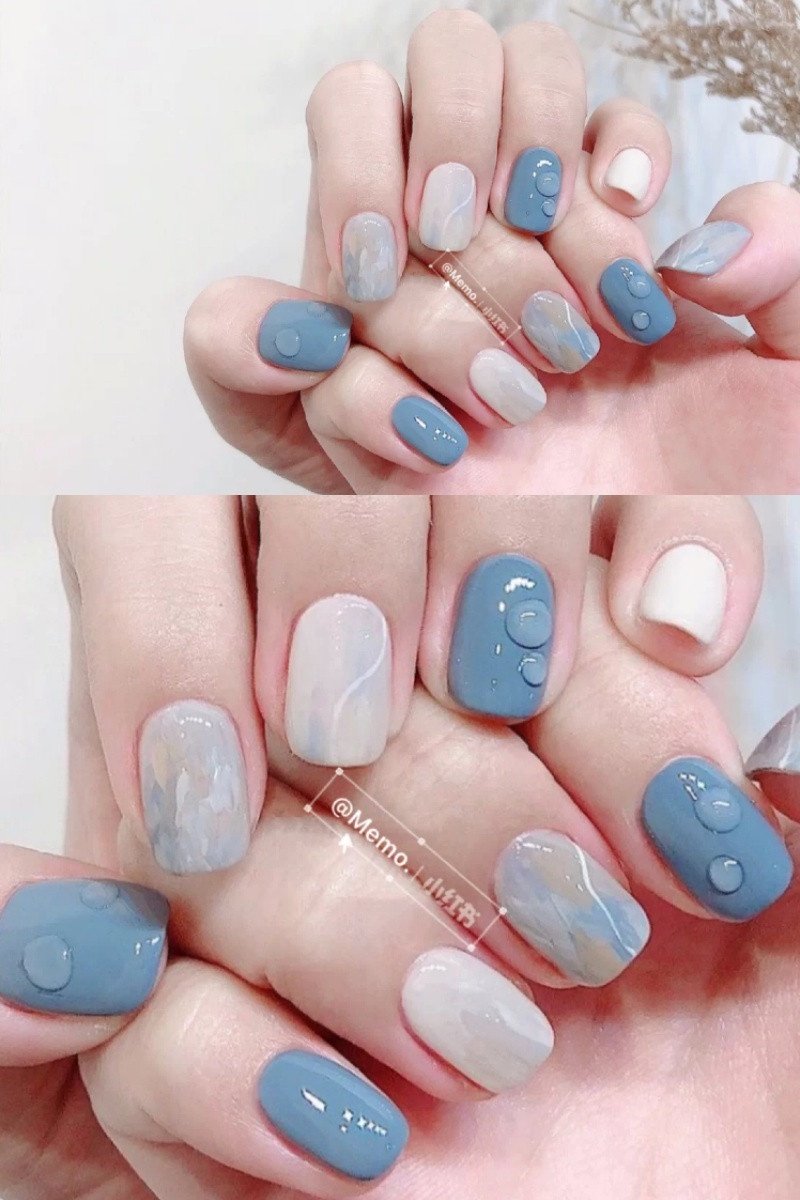 美甲蓝色和雾霾蓝,怎么调雾霾蓝色美甲