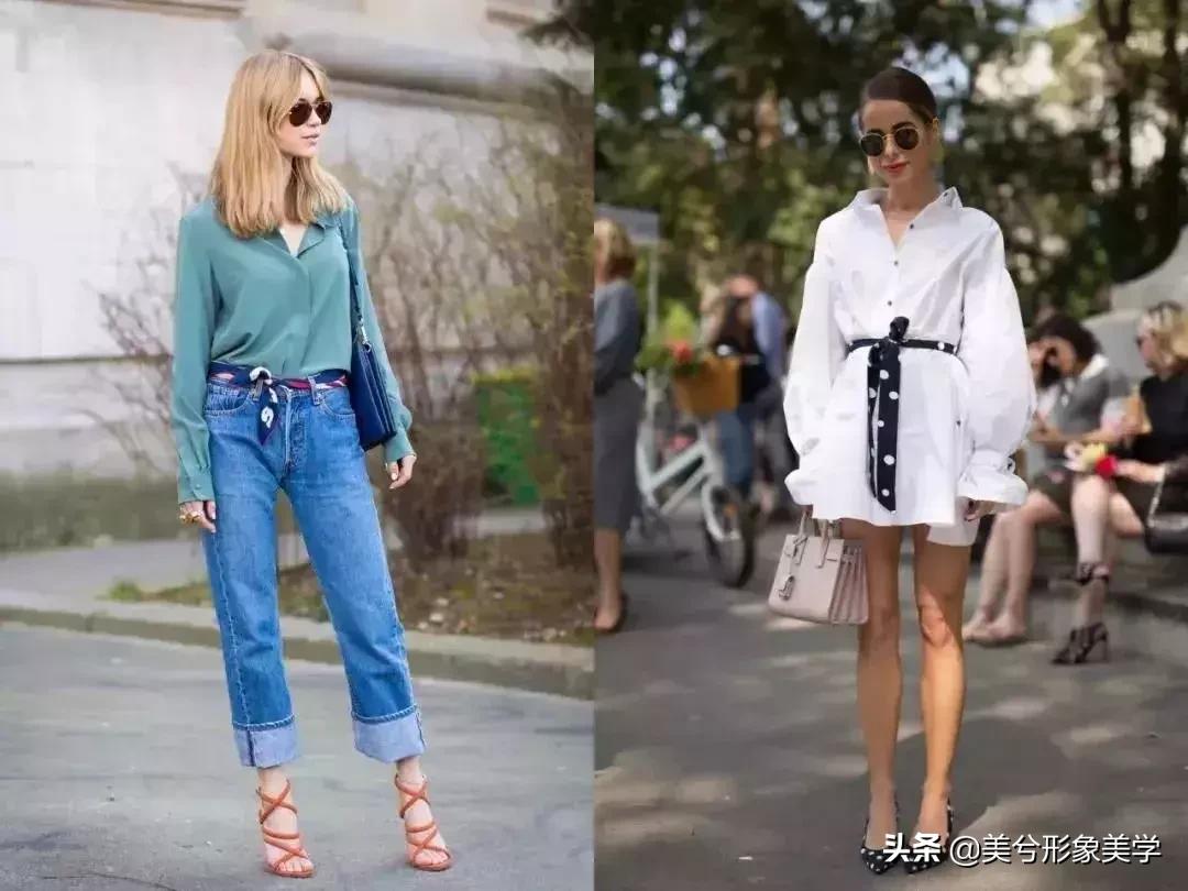 旧衣服怎么系丝巾好看,长条丝巾系法变衣服内搭