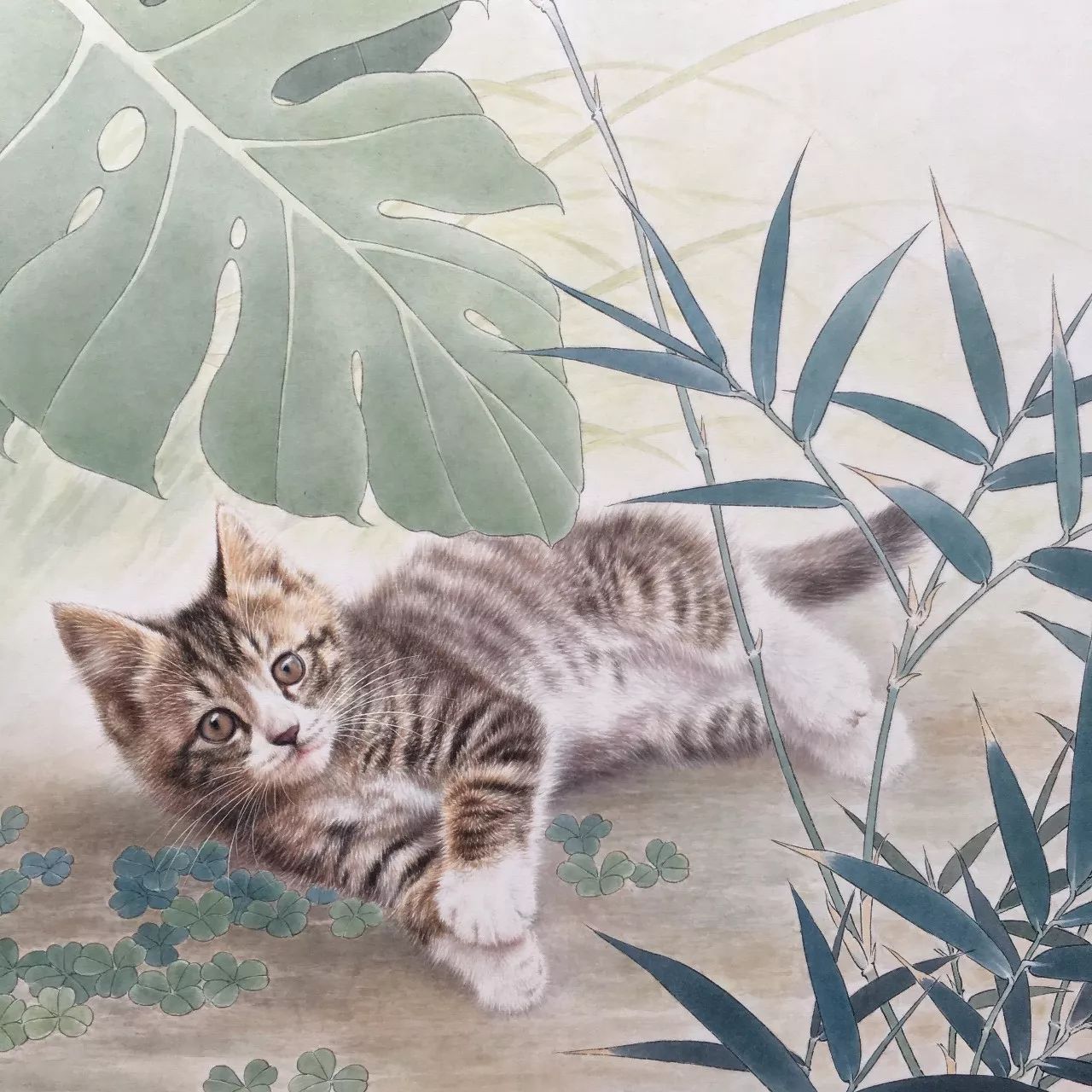 邢诚爱工笔猫画法,邢诚爱工笔画猫兔子高清大图
