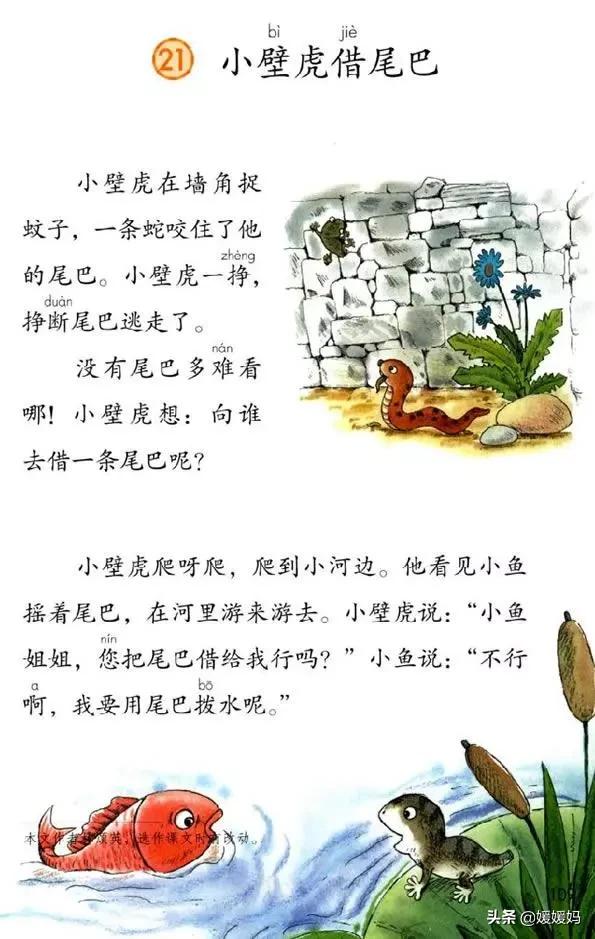 一年级小壁虎借尾巴原文图片,小壁虎借尾巴优质课一等奖