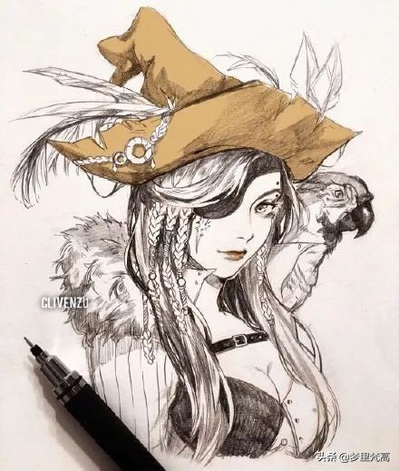 铅笔画素描动漫,铅笔画的动漫素描少女