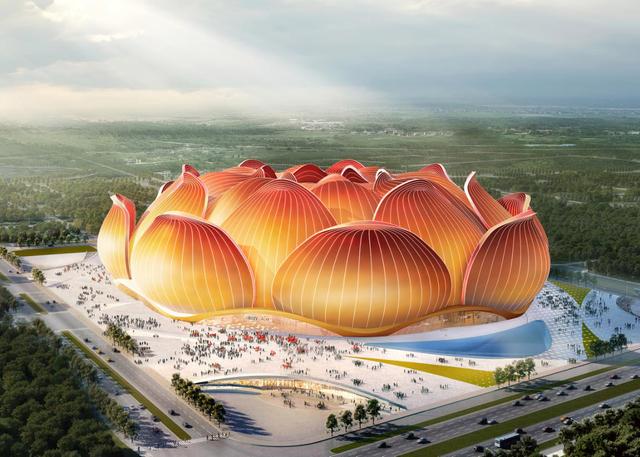 广州恒大足球场荷花造型,广州恒大新建足球场效果图